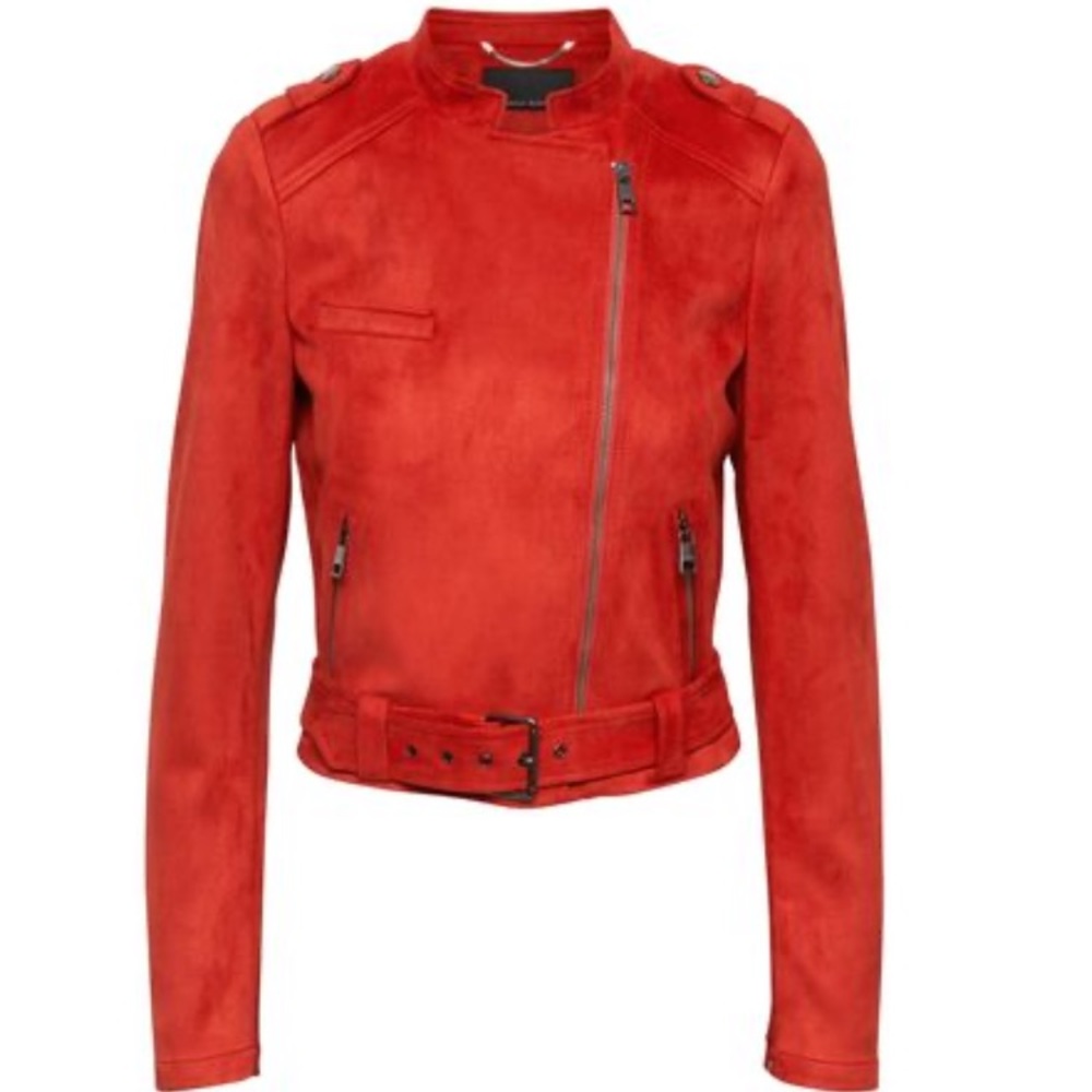Banana Republic Red vegan suede moto jacket (NWT)